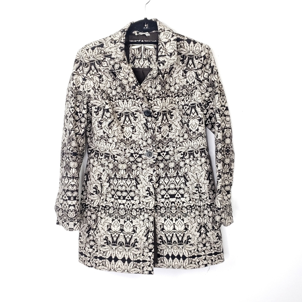 Tyler Boe tunic length Bali inspired print coat size 10 - Picture 2 of 12